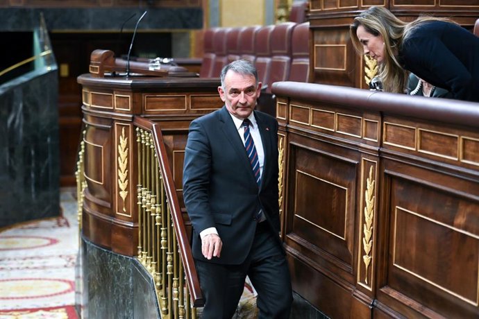 Archivo - El diputado de Sumar Enrique Santiago y la secretaria cuarta de la Mesa del Congreso, Carmen Navarro, durante una sesión plenaria en el Congreso de los Diputados, a 17 de marzo de 2026, en Madrid (España).