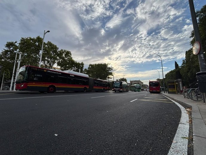 Imagen del nuevo asfalto en la avenida de Carlos V