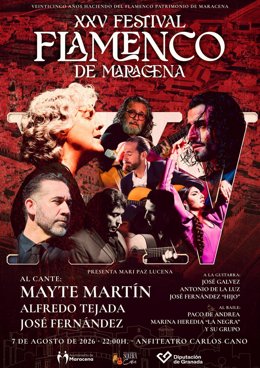 Cartel del XXV Festival Flamenco de Maracena que se celebra el viernes 7 de agosto en el anfiteatro de la ciudad granadina.