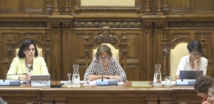 Carmen Moriyón, alcaldesa de Gijón, preside el Pleno Municipal.