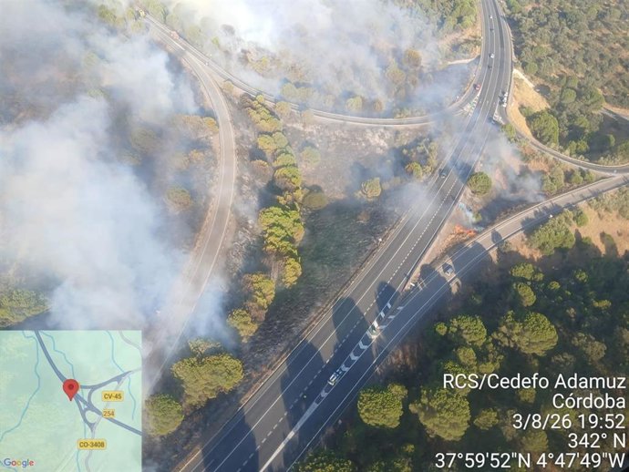 Incendio forestal declarado en Cerro Muriano.
