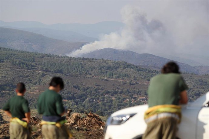 Un incendio forestal, a 31 de julio de 2026, en Veguellina, León, Castilla y León (España). 