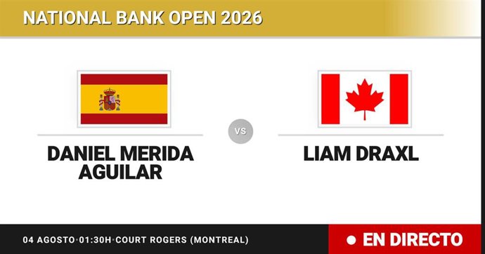 Daniel Merida Aguilar - Liam Draxl: resumen y estadísticas del partido de Sesentaicuatroavos de final de National Bank Open