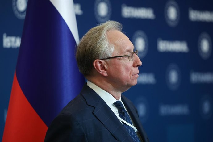 Archivo - TURKEY, ISTANBUL - JULY 23, 2025: Russia's Deputy Foreign Minister Mikhail Galuzin is seen after the third round of Russian-Ukrainian peace talks at Ciragan Palace
