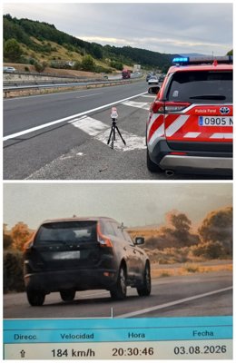 Imágenes de los controles y de uno de los vehículos interceptados