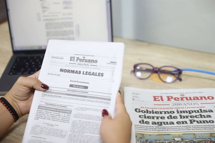 Archivo - Perú.- Estas son las normas legales más importantes del lunes 29 de junio de 2026
