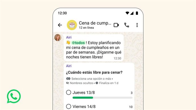 Foto das novas enquetes do WhatsApp.