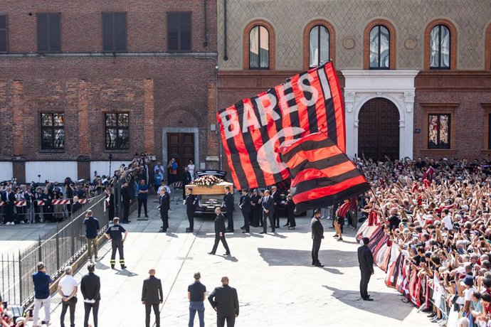 Funeral del exfutbolista italiano Franco Baresi, en la Basílica de San Ambrosio, en Milán.