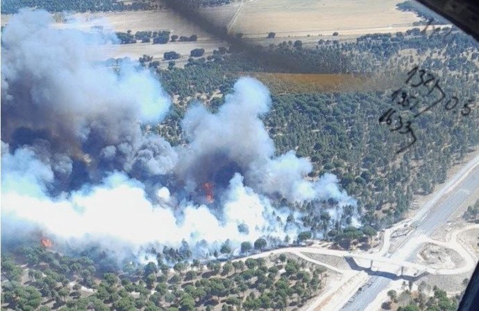 Declarado índice de gravedad 1 en un incendio forestal en Olmedo (Valladolid)