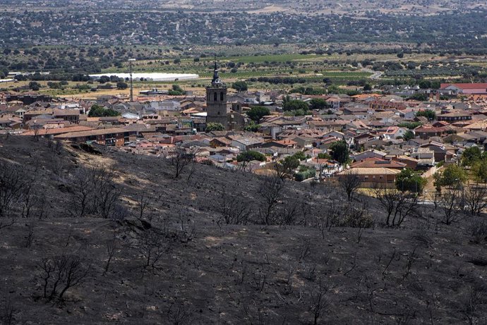 Vista tras el incendio, a 4 de agosto de 2026, en Villa del Prado