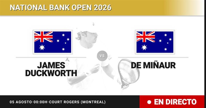 James Duckworth - Alex de Minaur: resumen y estadísticas del partido de Treintaidosavos de final de National Bank Open