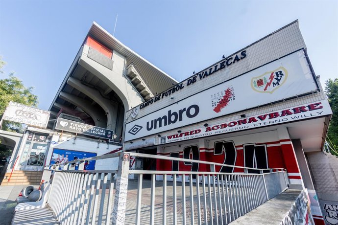 Fachada del Estadio de Vallecas, a 29 de julio de 2026, en Madrid (España).