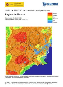 Riesgo incendio forestal en la Región de Murcia