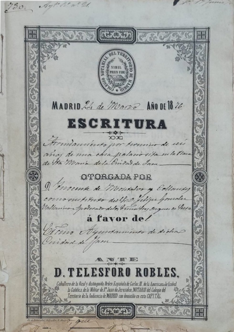 Imagen de la portada de la escritura