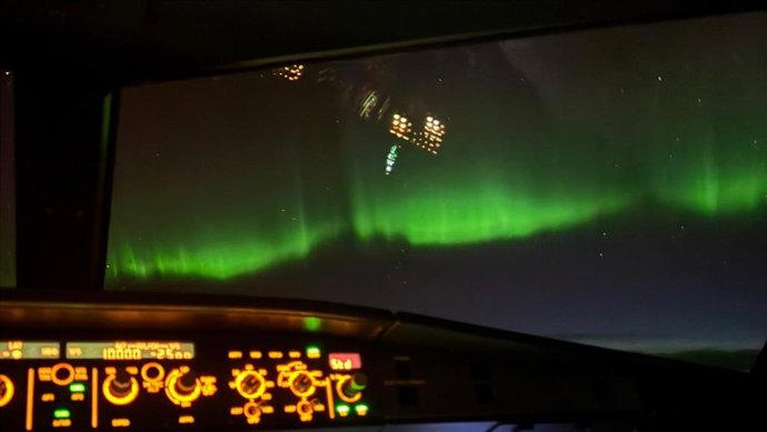 Imagen De Aurora Boreal Desde Un Avión De Iberia Express