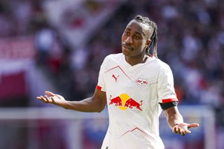 Archivo - 11 April 2026, Saxony, Leipzig: Leipzig's Yan Diomande reacts during the German Bundesliga soccer match between RB Leipzig and Borussia Moenchengladbach at Red Bull Arena. Photo: Jan Woitas/dpa - WICHTIGER HINWEIS: Gemä den Vorgaben der DFL Deu