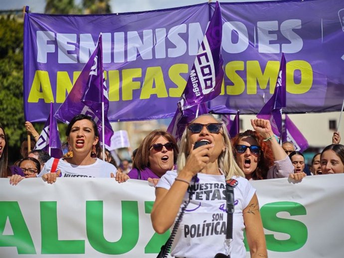 La coordinadora provincial de IU Málaga, Toni Morillas, y la responsable de la Red de Feminismos de la provincia, Victoria Morales, en una imagen de archivo.