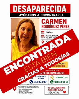 Hallan en buen estado a la mujer con Alzheimer desaparecida este miércoles por la mañana en Atarfe.