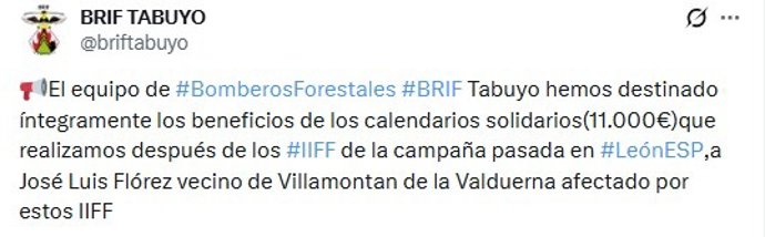 Publicación de la BRIF en su cuenta social de 'X'.