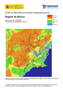 Riesgo incendio forestal en la Región de Murcia