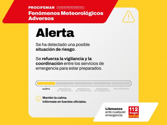Activado el PROCIFEMAR en fase de alerta ante la previsión de tormentas en buena parte de Aragón