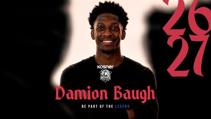 El jugador estadounidense Damion Baugh en el anuncio de su fichaje por el Kosner Baskonia.