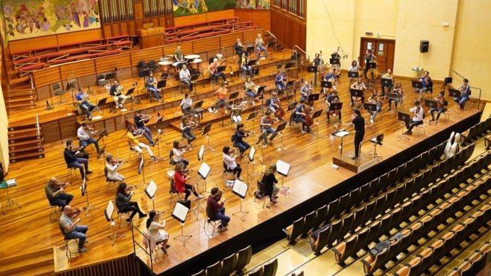 Archivo - La Orquesta de Euskadi ensaya en su sede de Miramón, en San Sebastián