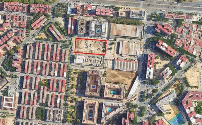 Vista de pájarro de la parcela donde será construido el Centro Cívico Tres Barrios-Amate.