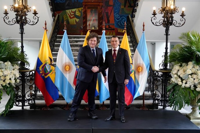 Javier Milei y Daniel Noboa en Quito, Ecuador