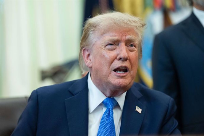 August 6, 2026, Washington, District Of Columbia, USA: United States President Donald J Trump during an Executive Order signing event in the Oval Office of the White House in Washington, DC, USA, on Thursday, August 6, 2026. President Trump today signed a