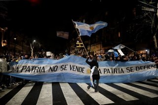 Manifestación en contra del proyecto de Ley de Propiedad Privada en Buenos Aires