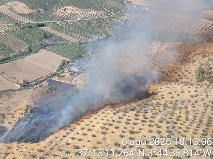 Extinguido el incendio forestal en el Barranco de los Tajos en Pinos Puente.