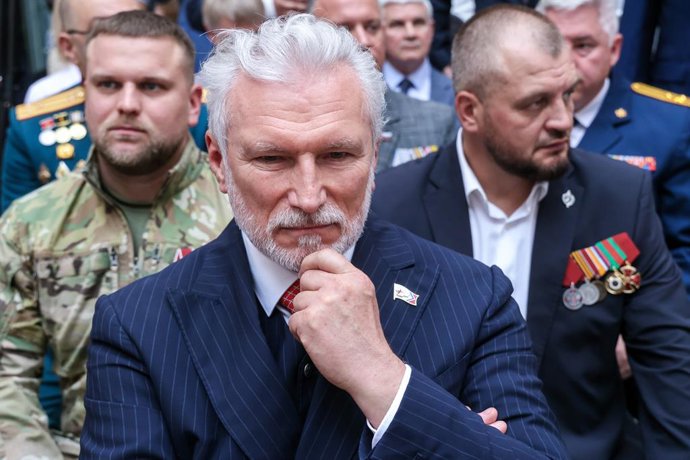 RUSSIA, MOSCOW - AUGUST 5, 2026: Rodina Party Chairman Alexei Zhuravlev is seen during the ballot paper draw for the forthcoming 2026 Russian State Duma Election, at the office of the Central Election Commission of Russia. The election will be held on 18-