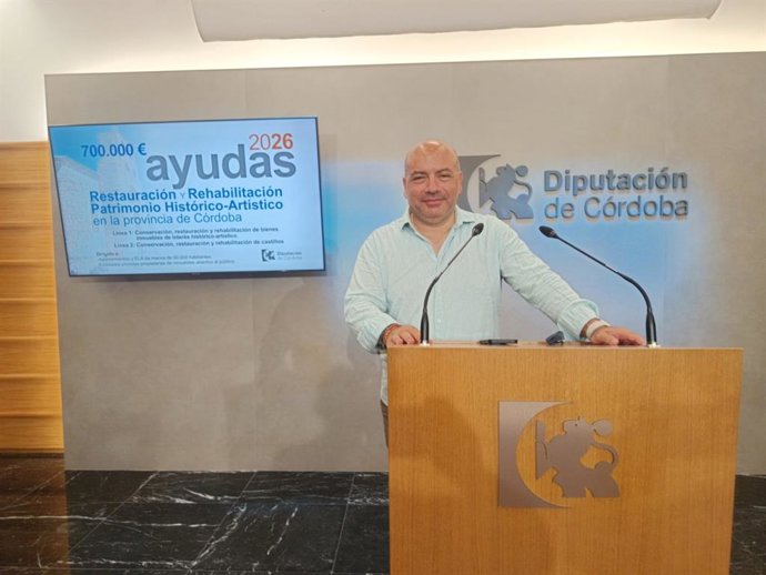 Gabriel Duque, durante la presentación de las ayudas de la Diputación de Córdoba para conservación del patrimonio.