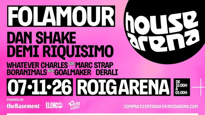 Roig Arena estrena en noviembre un festival de house de más de 10 horas con Folamour, Dan Shake o The Basement