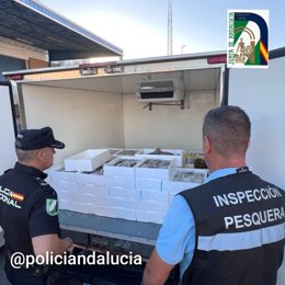 Agentes de la Unidad de Policía Nacional Adscrita a la Comunidad Autónoma de Andalucía en Huelva.