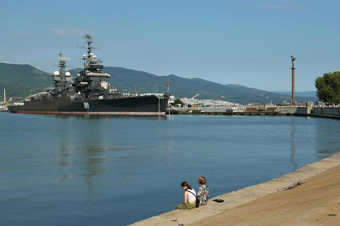 Un buque de la Armada rusa en el puerto de Novorosiisk 