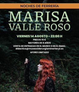 La cantante asturiana Marisa Valle Roso actuará el próximo viernes en el Museo de la Siderurgia y la Minería de CyL