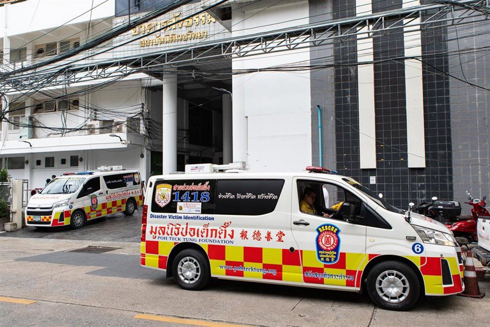 El Instituto Forense en Bangkok en el marco del tiroteo en una escuela en el centro de Tailandia