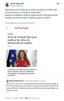 El PSPV-PSOE denuncia a Llanos Massó ante la Fiscalía por un presunto delito de injurias