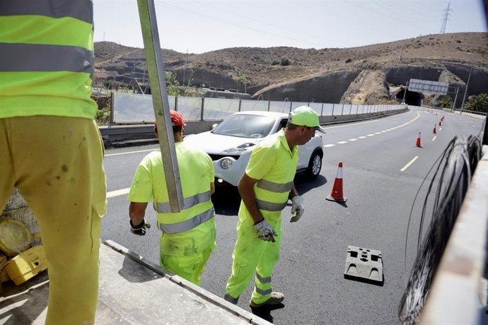 Obras de impermeabilización en el viaducto de Guiniguada (Gran Canaria) 