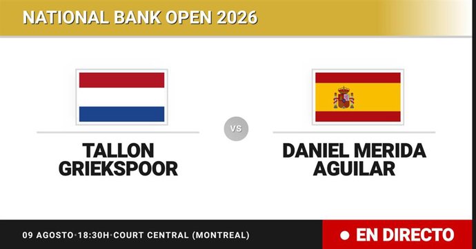 Tallon Griekspoor - Daniel Merida Aguilar: resumen y estadísticas del partido de Octavos de final de National Bank Open