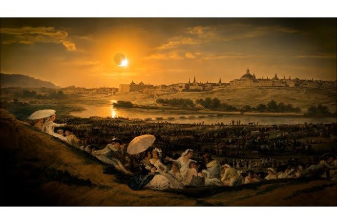 'La pradera de san Isidro' de Goya bajo la luz de un eclipse.