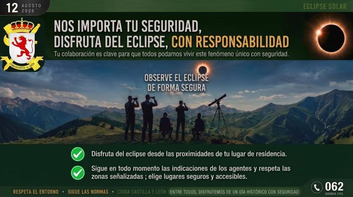 El presidente de la Diputación de León, Gerardo Álvarez Courel, ve con preocupación las concentraciones "sin control" para ver el eclipse ante el riesgo de incendios y hace un llamamiento a la responsabilidad.