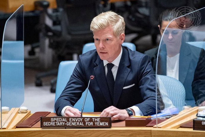 Archivo - Arquivo - FILED - 14 de junho de 2022, EUA, Nova York: Hans Grundberg, mediador da ONU, discursa em uma reunião do Conselho de Segurança da ONU sobre a situação no Iêmen. Foto: Eskinder Debebe/UN Photo/dpa - ATENÇÃO: Apenas para uso editorial e 