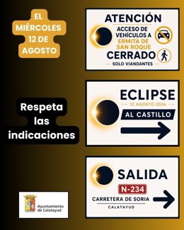 Al acabar el eclipse, el descenso se hará únicamente hacía la carretera N-234 desde el circuito y se debe de estar atento y seguir las indicaciones.