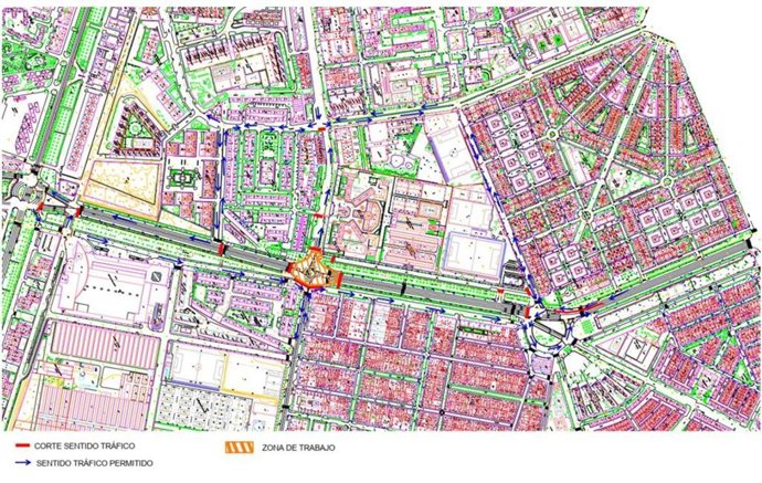 Mapa de la zona donde se va a realizar el reasfaltado del Tamarguillo