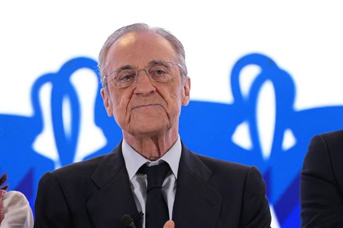 Archivo - Florentino Perez attends the Media after winning the Real Madrid’s presidential election day at Eurobuilding Hotel on June 08, 2026 in Madrid, Spain.