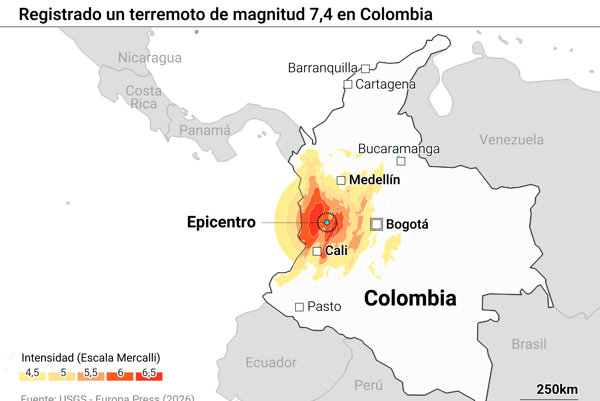 Más de cien muertos por el seísmo de magnitud 7,4 registrado en el noroeste de Colombia