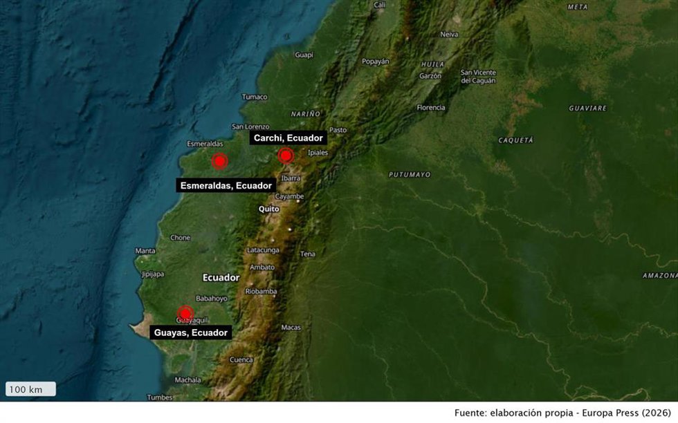 Afectaciones dadas a conocer por el Gobierno de Ecuador, atribuidas al terremoto de magnitud 7,4 que sacudió horas antes a Colombia